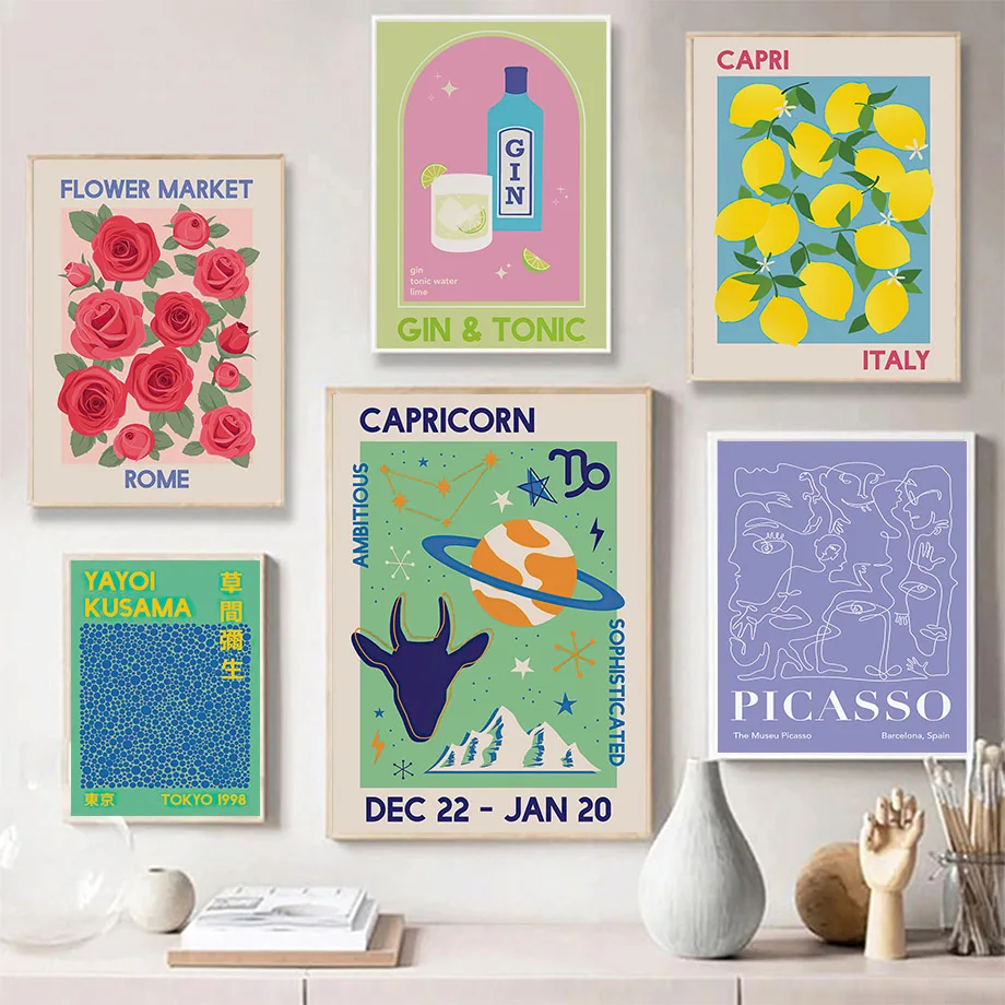 Matisse Picasso коктейль Зодиак Астрология настенная Картина на холсте скандинавские