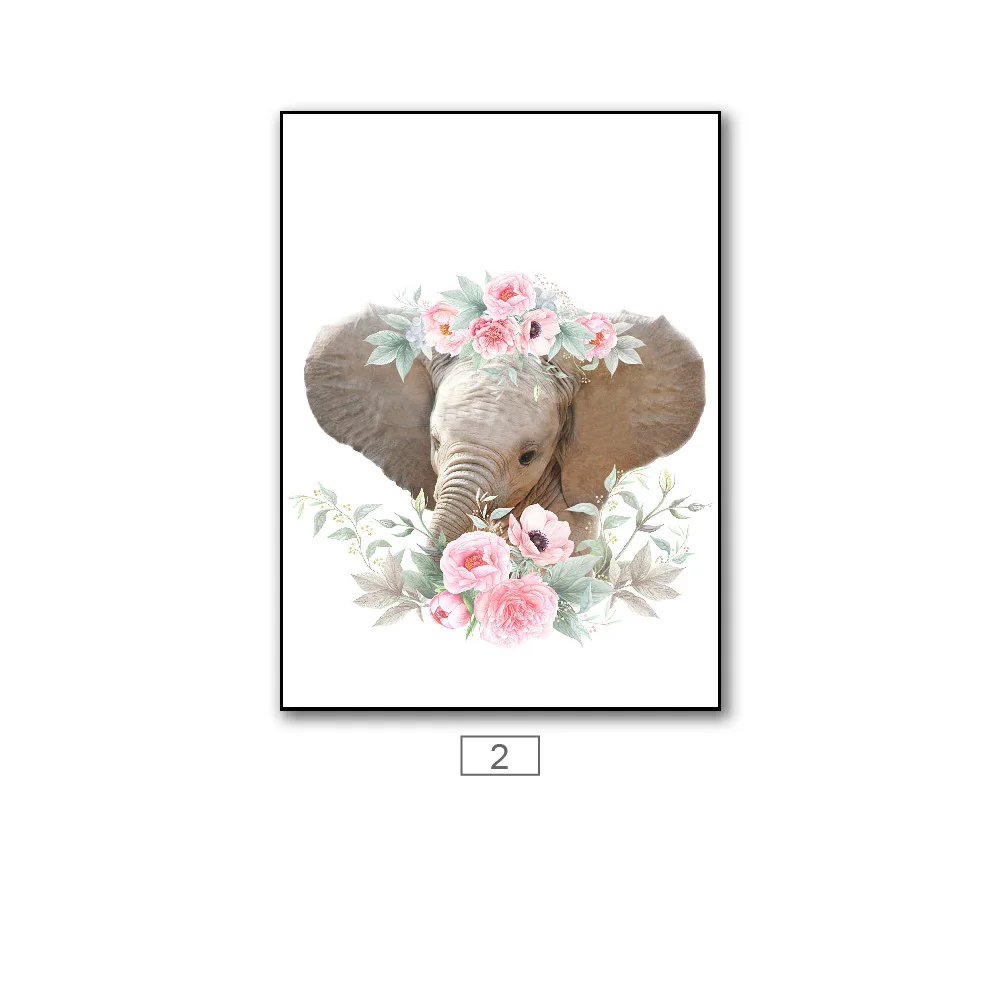 

Lion Fox Tiger Rabbit Raccoon Flower Crown Wall Art Canvas Painting Nordic Posters And Prints Wall Pictures Kids Baby Room Decor