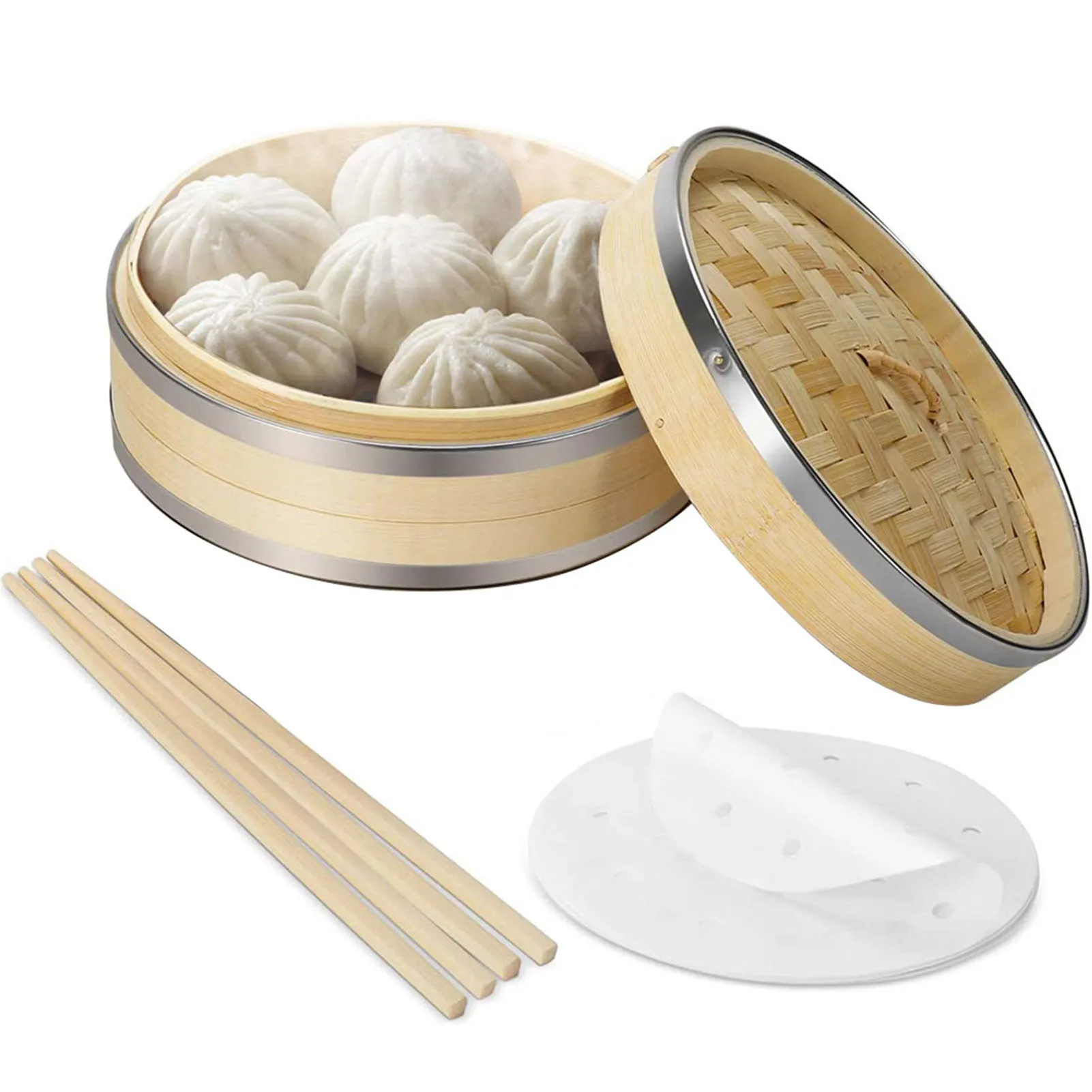 

Bamboo Steamer Fish Rice Vegetable Snack Basket Set Kitchen Cooking Tools Cage and Cage Cover Cooking cookware cooking