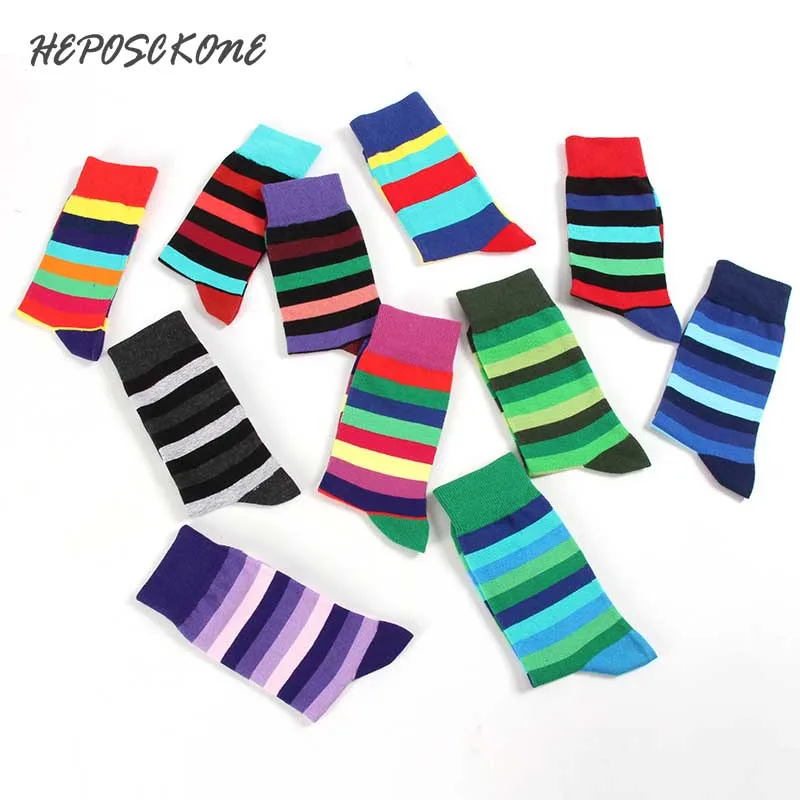 Красочные смешные хлопковые полосатые парные носки в арт-стиле новинка