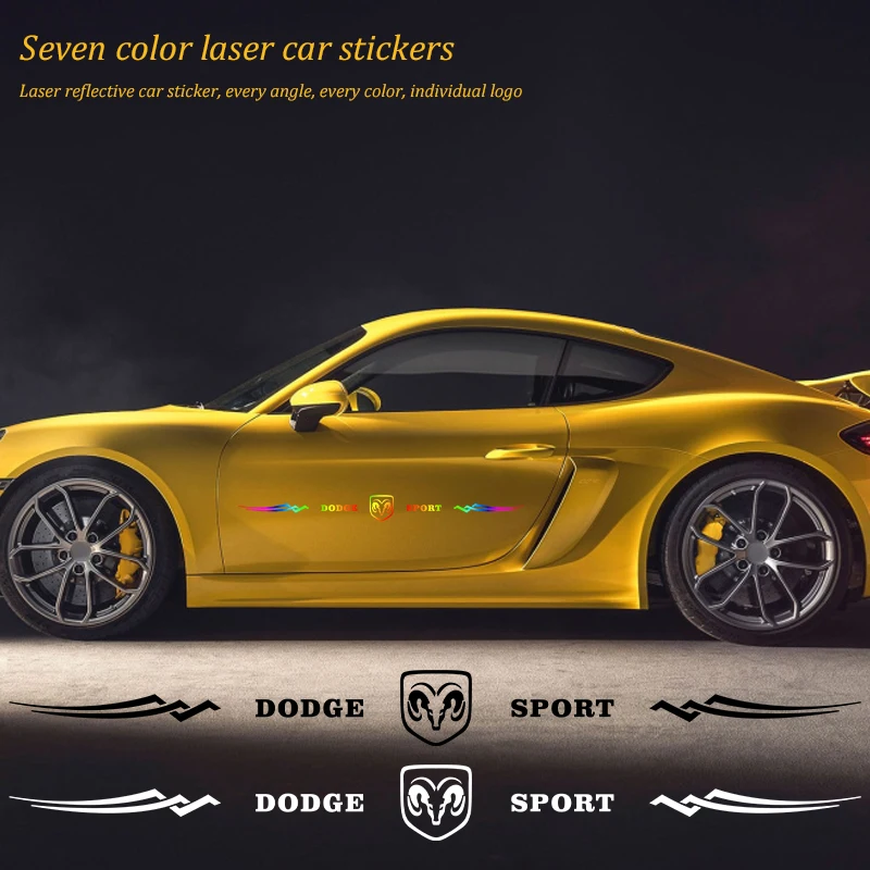 

Car Emblem Sticker Reflective Laser Side Door Decals Window Decorative Accessories For Dodge Charger SRT Challenger Avenger RAM