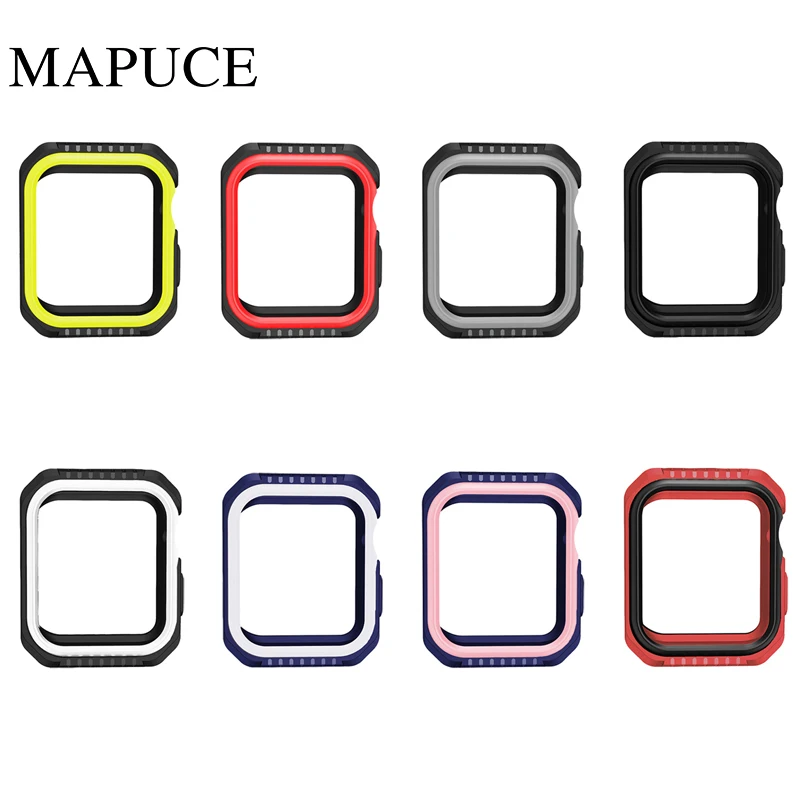 Силиконовый Жесткий защитный чехол для Apple Watch 6 SE 5 4 3 2 40 мм 44 полностью бампер iWatch 1