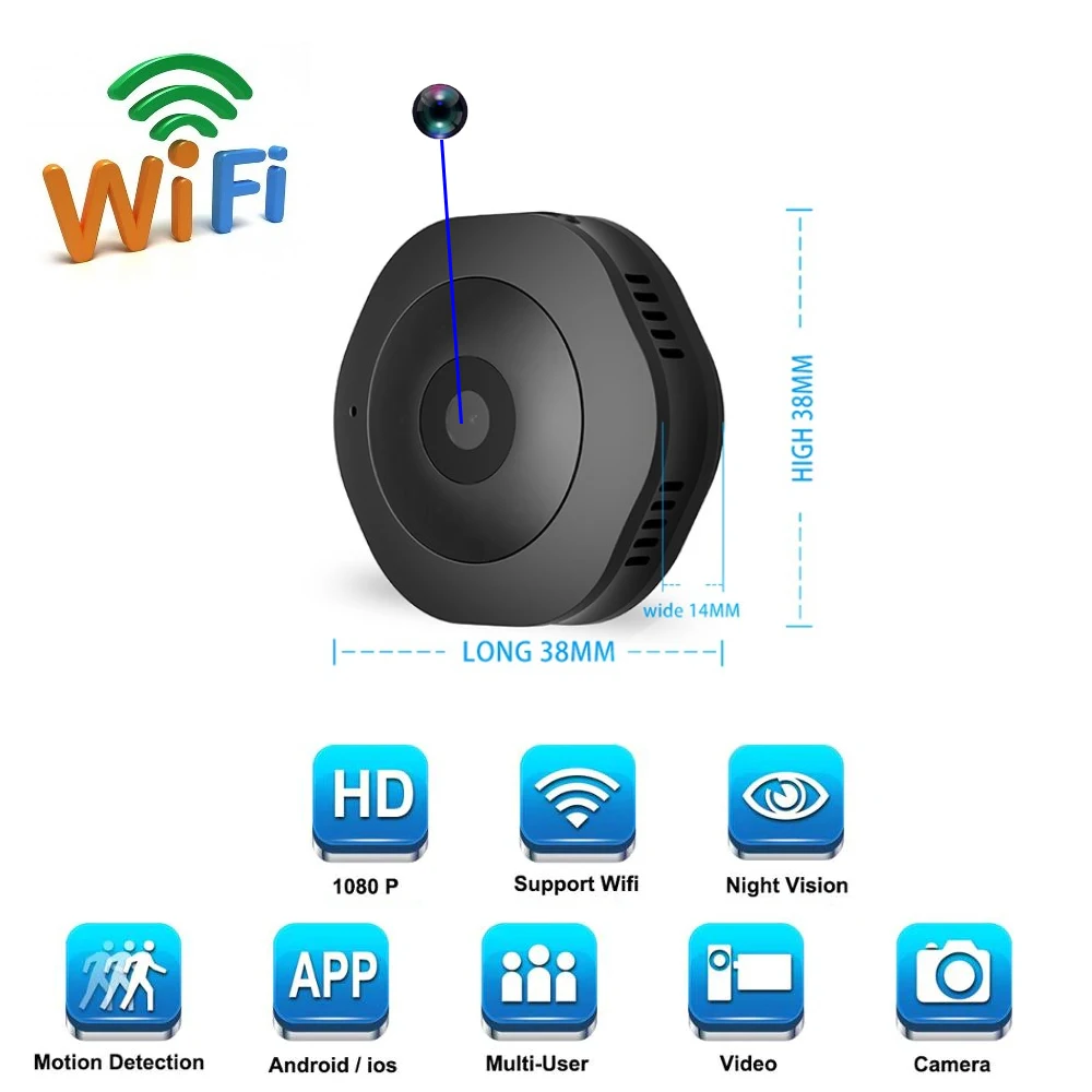 Мини-камера HD 1080 P, WiFi, смарт-камера с ночным видением, детектор движения, голосовое видео-регистратор, безопасность, hd Беспроводная маленькая камера, скрытая TF
