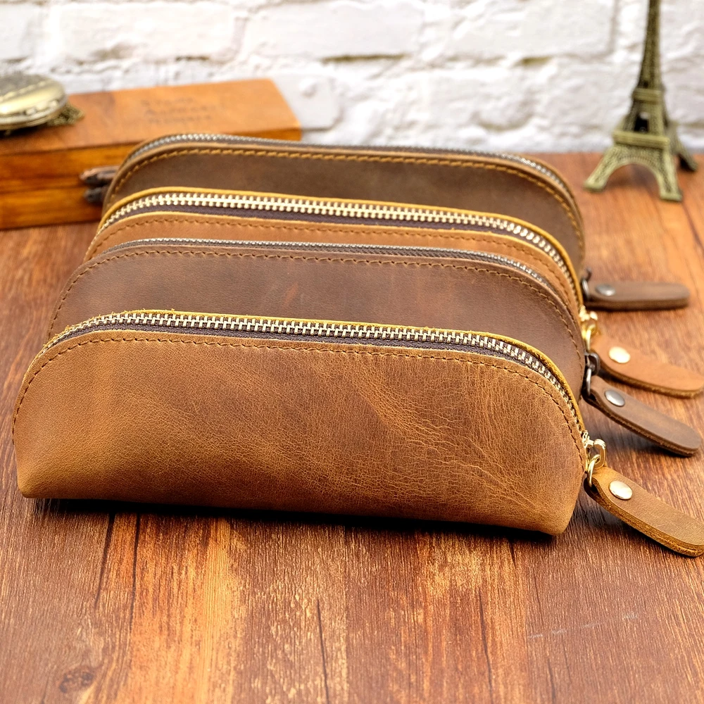 100% натуральная кожа выгодная ручка сумка ретро большой емкости воловья на молнии