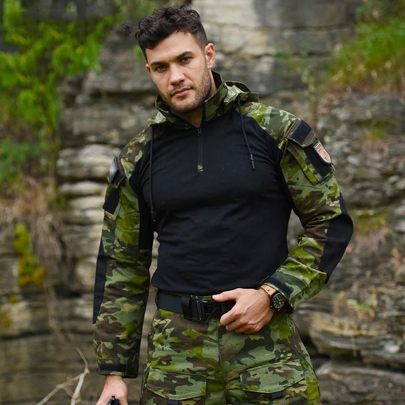 Мужская тактическая охотничья страйкбольная рубашка боевая униформа походная