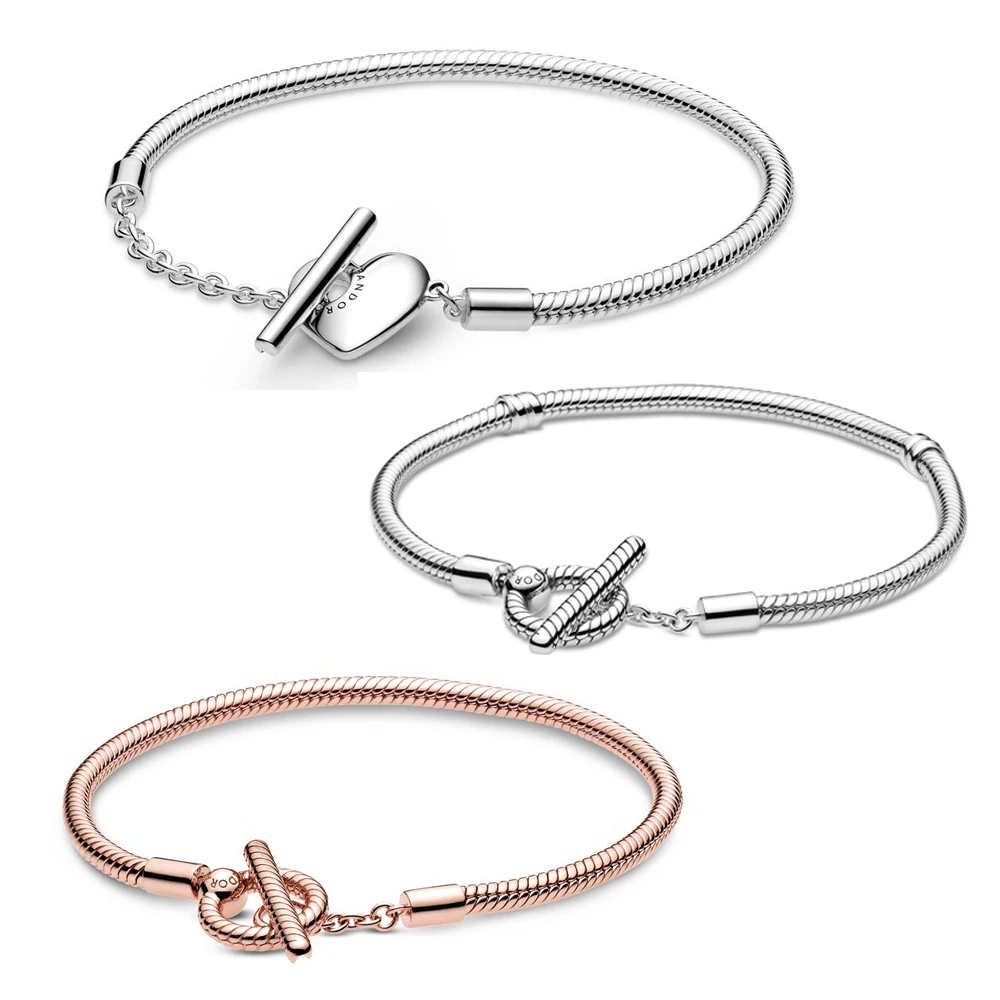 

Fine Jewelry For Women 925 Sterling Silver Beadeds Armbanden Voor Vrouwen DIY Charms Fit Original Argent Love T-buckle Bracelet