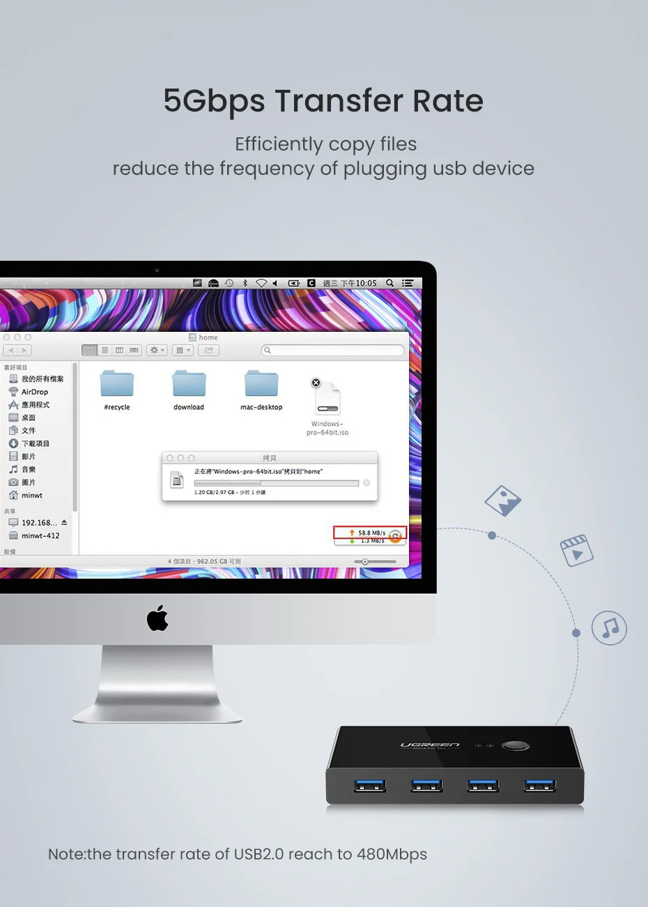 Ugreen KVM переключатель USB 3,0 2,0 USB Переключатель Селектор 2 порта ПК обмен 4 устройства для клавиатуры мышь Сканер Принтер Kvm переключатель