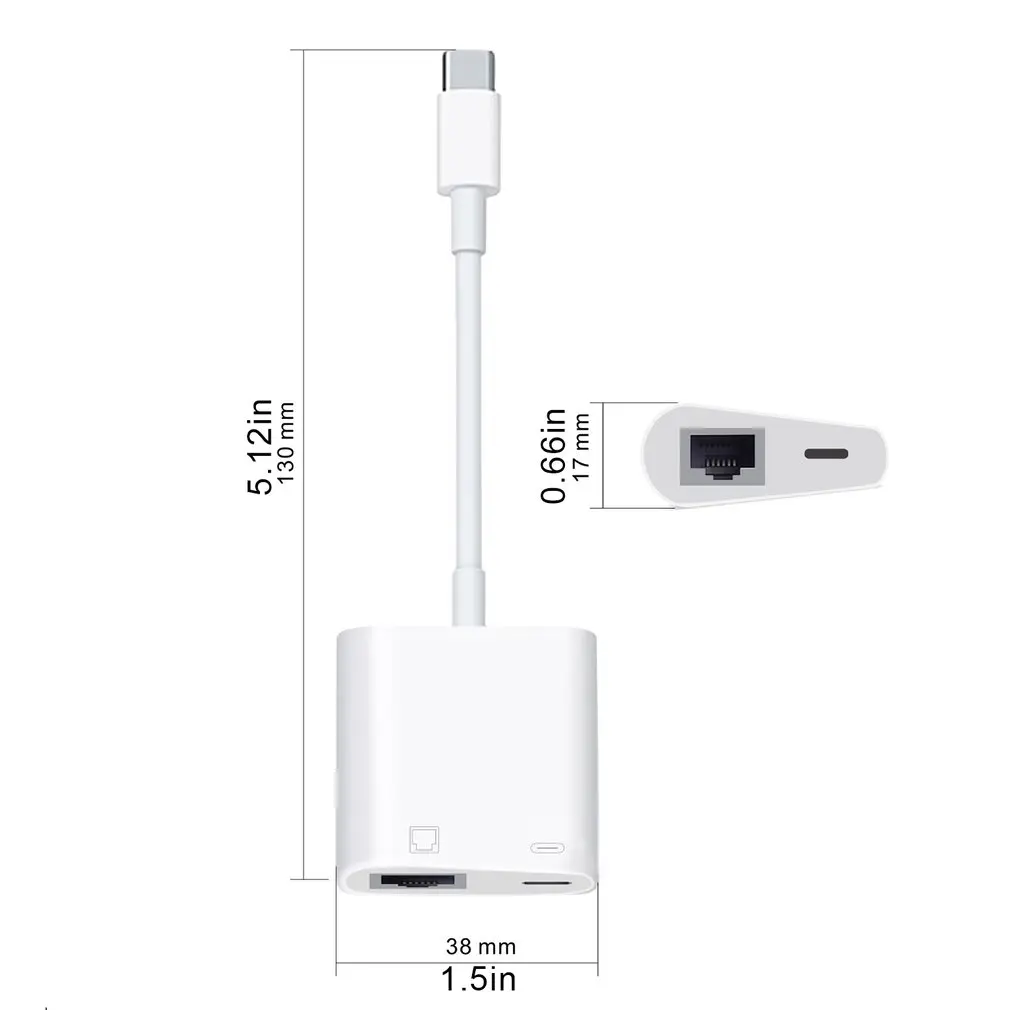 

TYPE-C To RJ45 100M Network Card + PD Power Converter Two-in-one Adapter Plug And Play Durable Converter