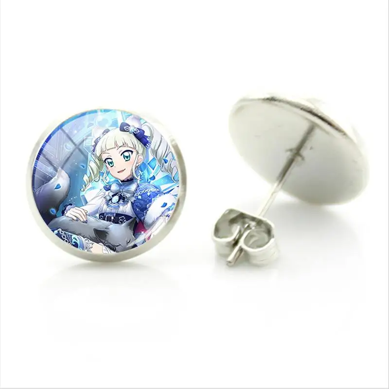 Модные серьги-гвоздики Bandai Aikatsu с рисунком кабошоном из стекла Todo Yurika подарки для