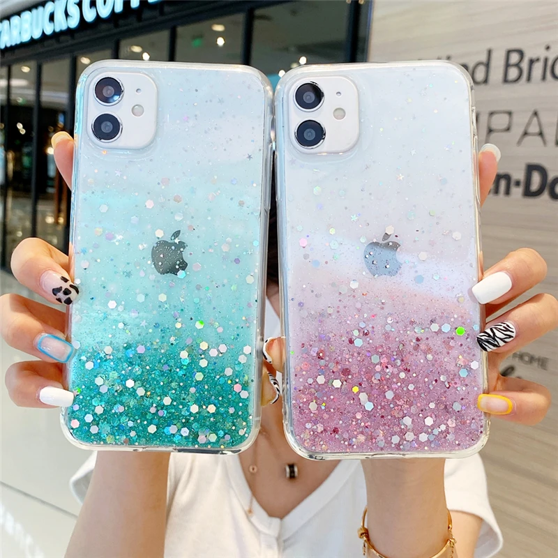 Освежающий цветной чехол с блестками для Samsung Galaxy A51 A71 A50 A70 A10 A20 S20 Plus Note 20 Ultra 8 9 10 S8