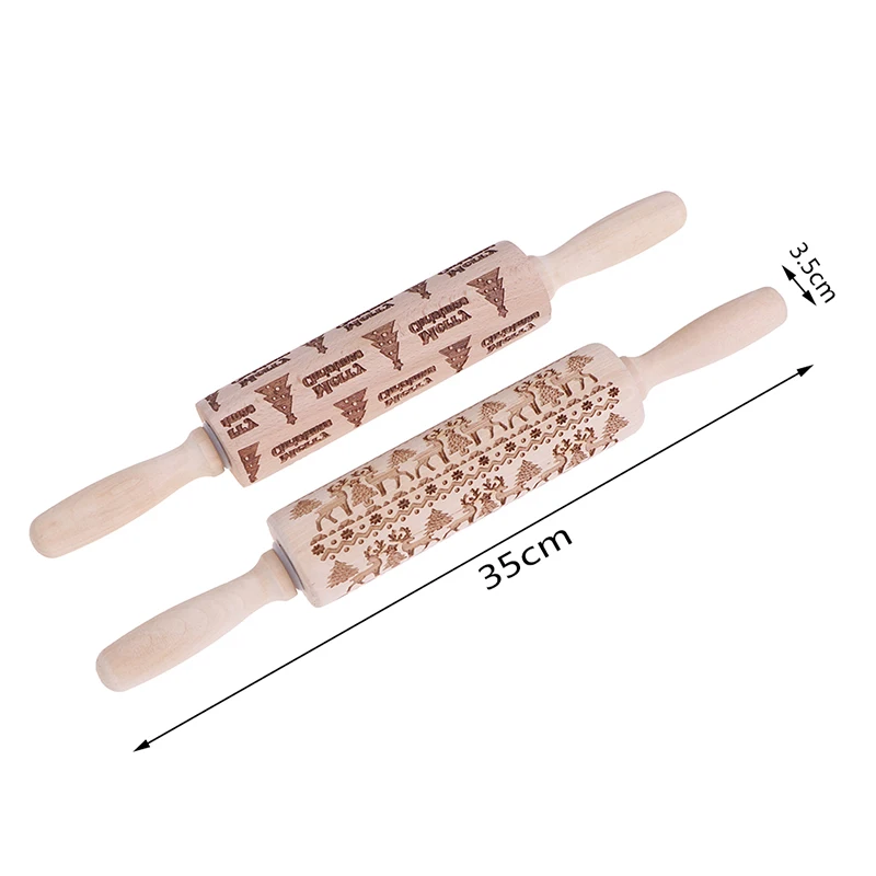 

DIY Manual elk Xmas Embossing Rolling Pins Roller Baking Embossed Cookies tools