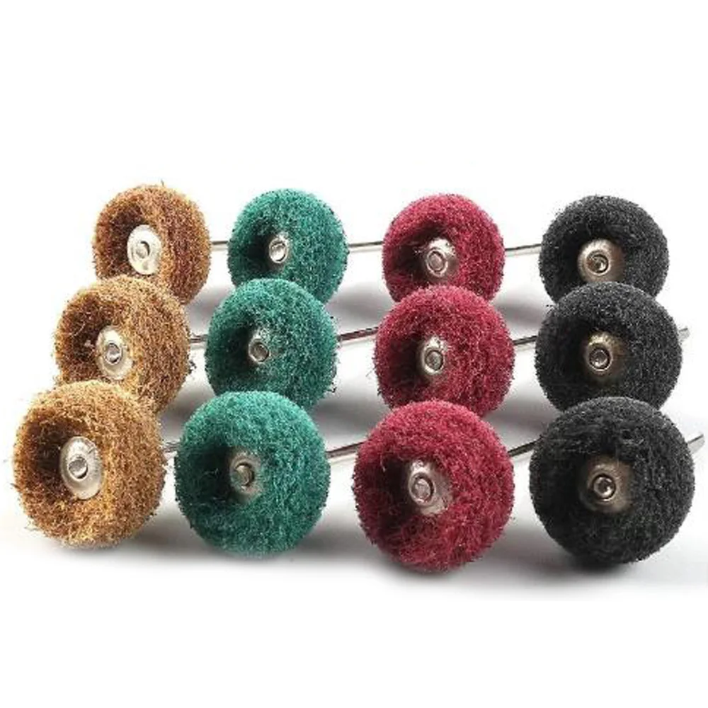 

12pcs Clean Cloth With Handle, Polishing Head, Deburring, Dust Removal, Polishing Tool, Grinder, Abrasive Fiber Cleaning Cloth