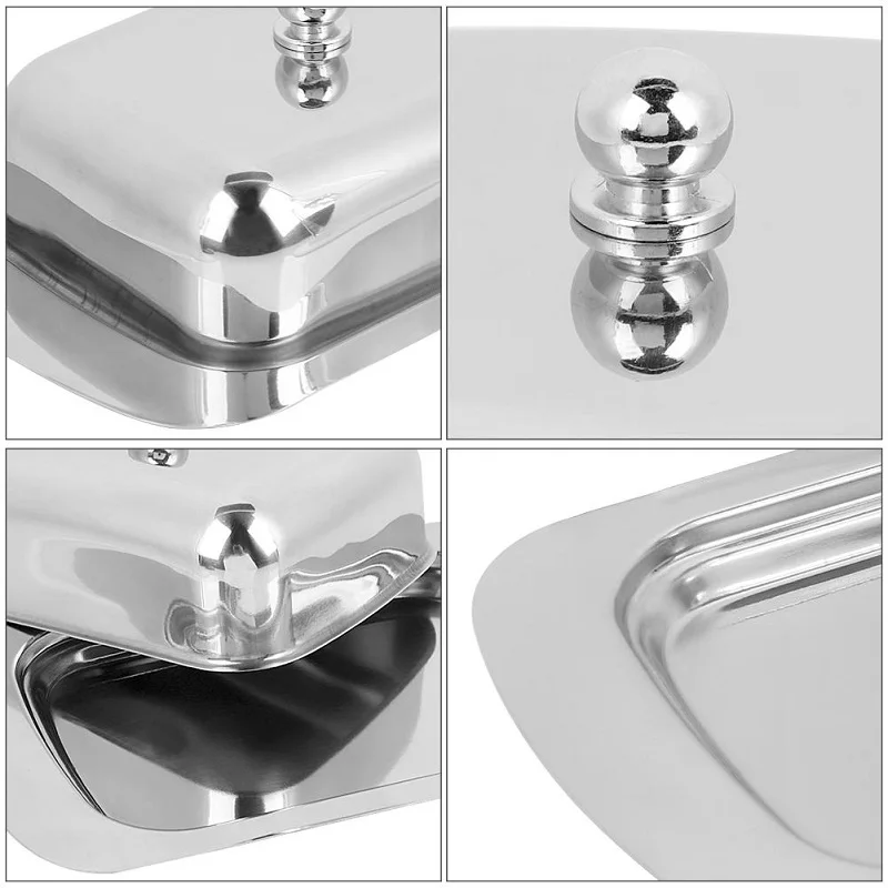 

Realand Oval Stainless Steel Butter Dish Box Container Shiny Cheese Server Storage Keeper Tray Food Container Fresh-keeping