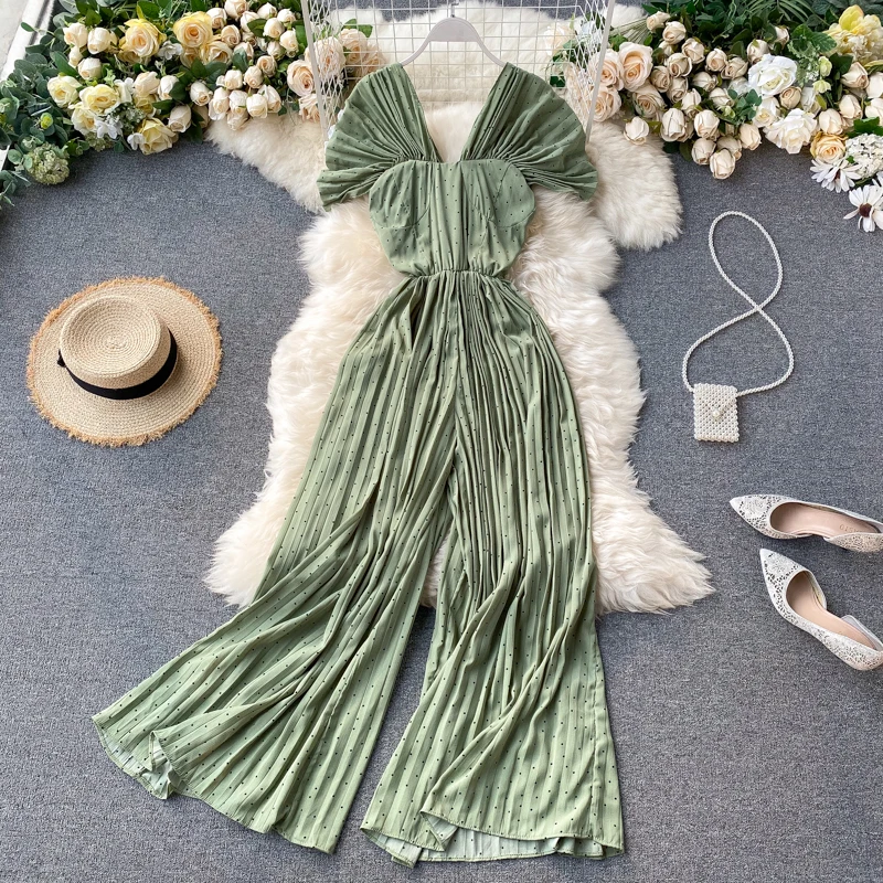 Женские Плиссированные Длинные брюки SINGRAIN комбинезоны в горошек свободные