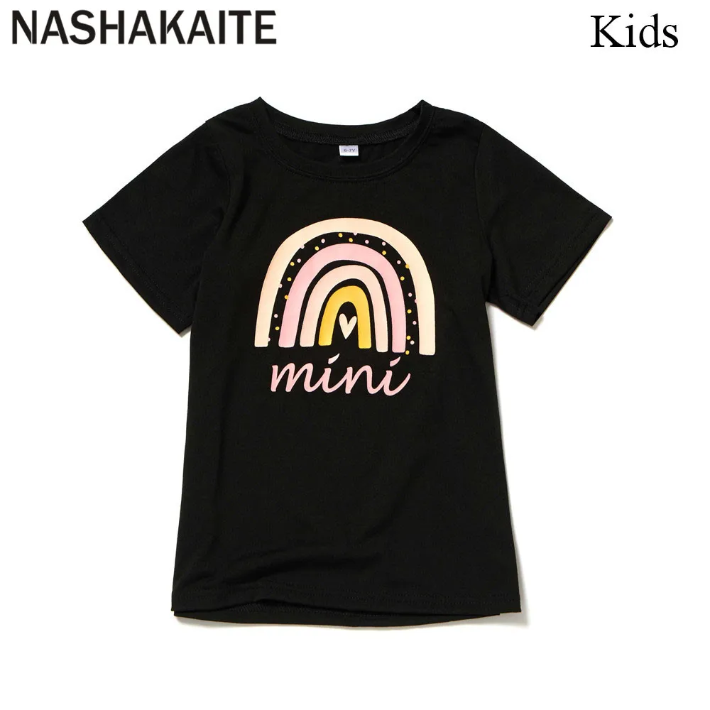 NASHAKAITE/Одинаковая одежда для мамы и дочки семейная футболка с надписью mini принтом