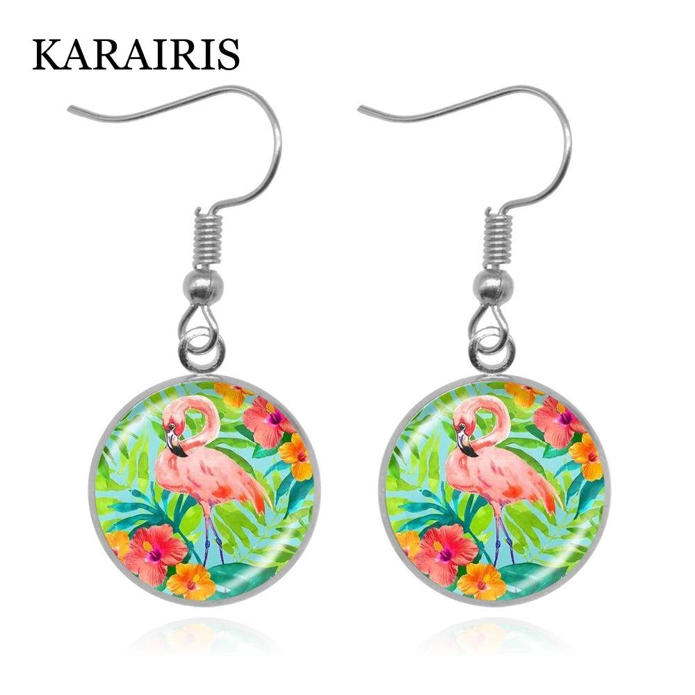 

KARAIRIS Flamingo Earring Birds Love Painting Hook Ear Drop Earrings Hand Craft Jewelry For Women Accessories