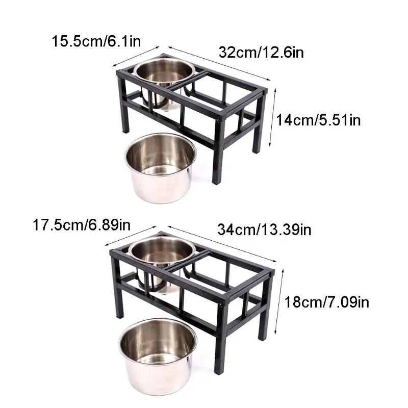 

Elevated Dog Feeder with 2 Removable Stainless Steel Bowls Raised Pet Food Water Dispenser Stand for Large Dog Cat