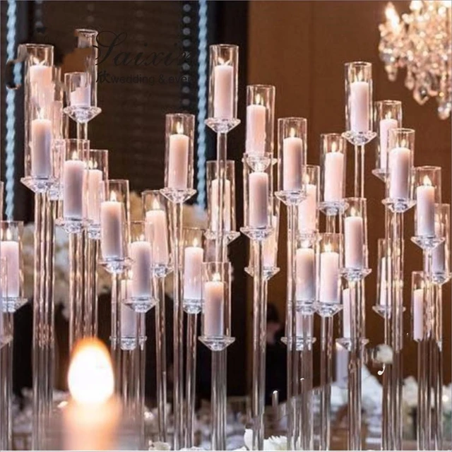 

18 PCS Acrylic Candelabra Candle Holders Candlesticks Flower Wedding Table Centerpiece Pillar Stand Birthday Party Dinner Decor
