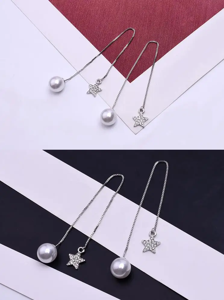 Корейская версия темпераментных жемчужных сережек простые серьги в форме звезды