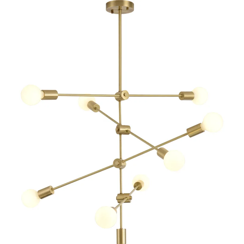 Lampara techo скандинавский постмодерн простой ресторанный медный люстра светильник