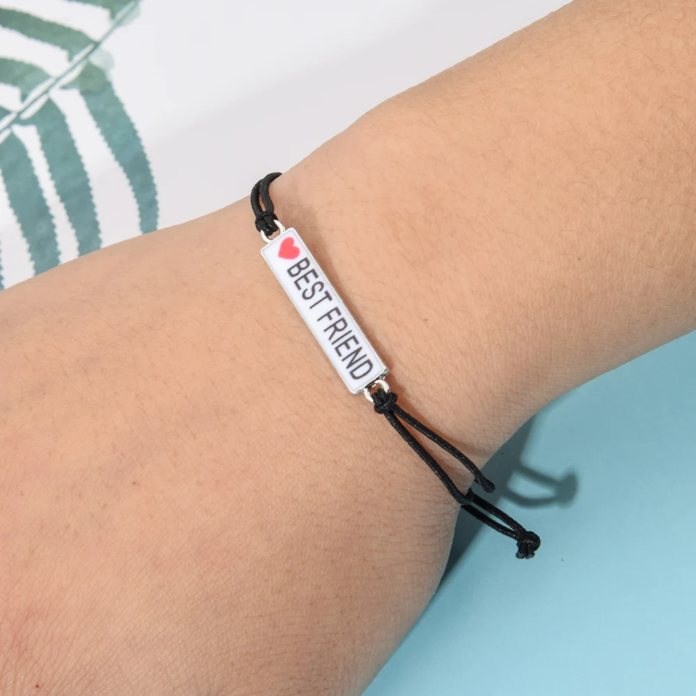 12 шт./лот эластичный браслет Best Friend Charm для женщин и девочек цветной хлопковый