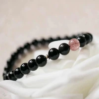 beautiful natural obsidian strawberry crystal bead bracelet gift classic christmas gift beautiful holiday gifts fools day