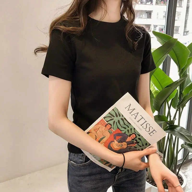 

T-shirt women's short sleeve 2021 new summer women's wear style versatile letter printing slim fit net red top women's trend