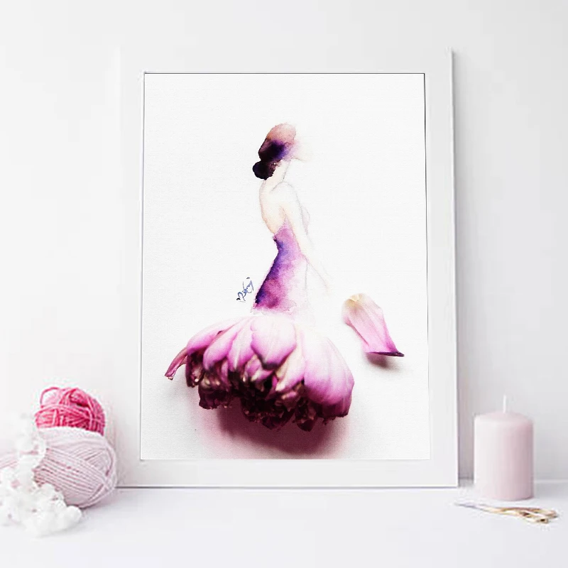 Красочные цветочные платья девушка холст картина стены искусства для гостиной