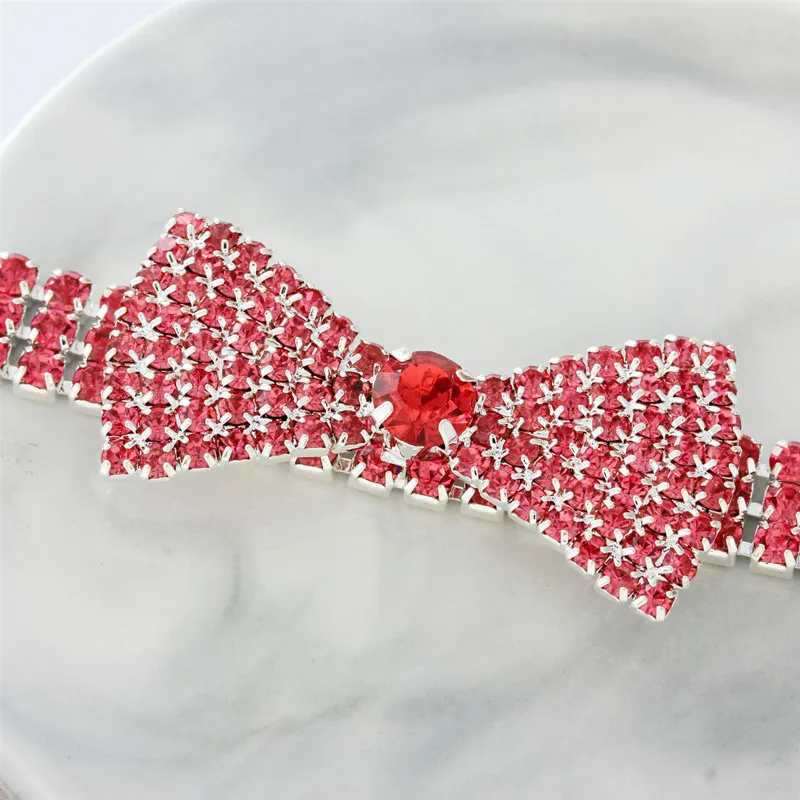

New Multi-Color Optional Three-Row Non-Elastic Claw Shiny Rhinestone Necklace Cat Dog And Other Pet Collar Accessories