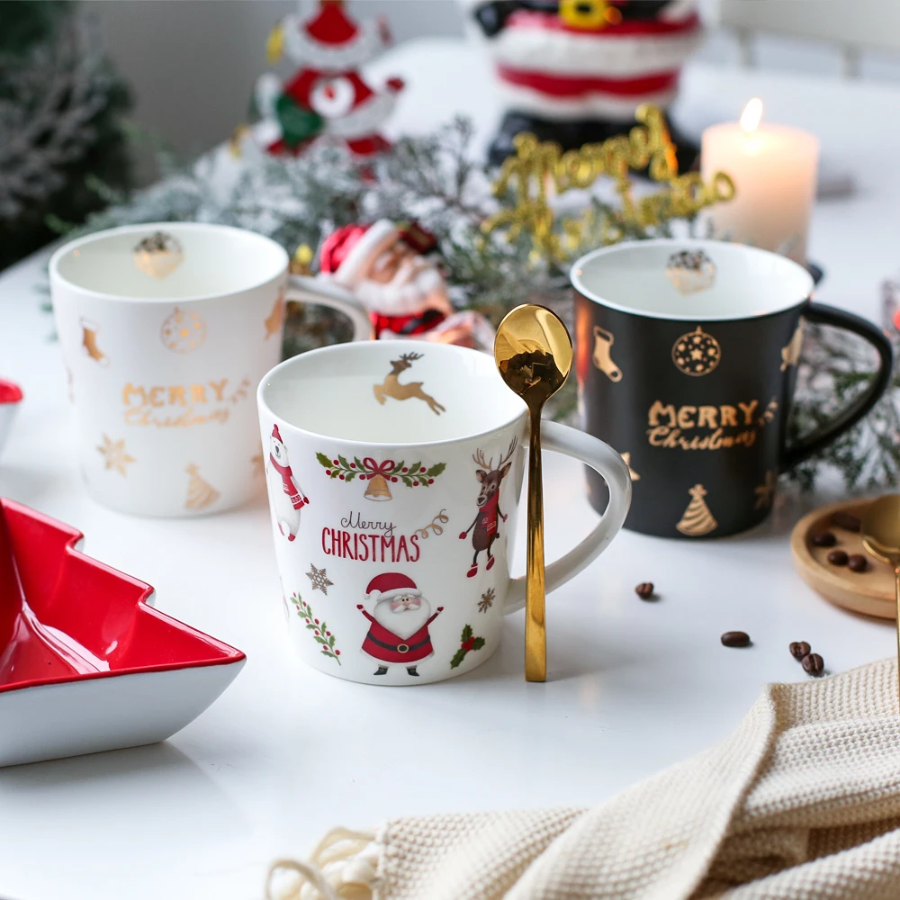 

Christmas Ceramic Coffee Milk Mug Creative Cute Breakfast Tea Water Cups Christmas Mug Gift Cup Xmas Heat-resistant Drinkware