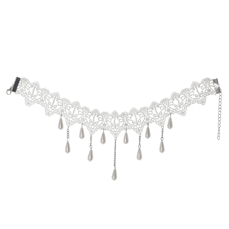 Женское колье с белой кружевной отделкой|Подвески| |