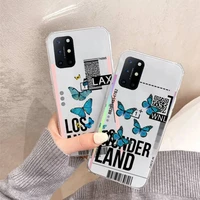 world country label air tickets butterfly phone case transparent for oneplus 7 9 8 t pro design shell coque cover