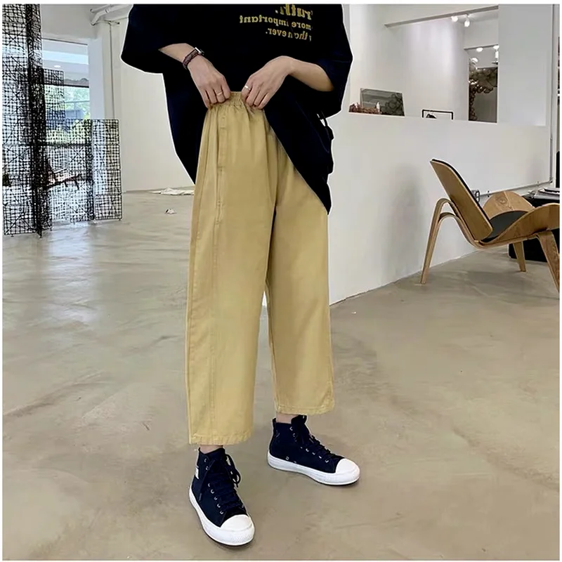 

Брюки-карго женские, Комбинезоны для студенток, корейские повседневные штаны в стиле Харадзюку, свободные укороченные широкие штаны, больш...