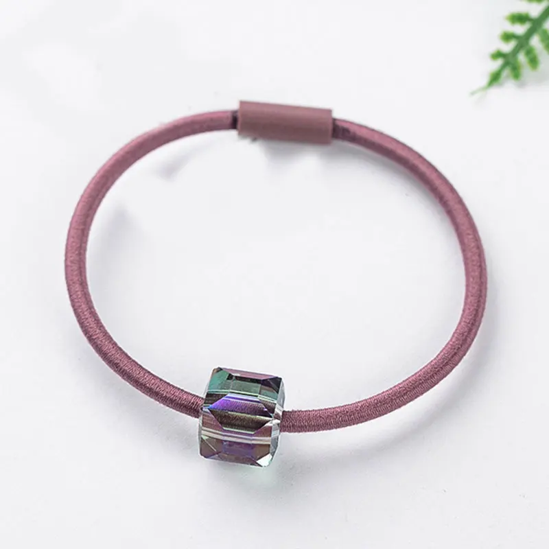 dark pink Корейские милые резинки для волос с жемчугом и бусинами, резинки для волос для девочек, женские резинки для волос, резинки, аксессуары для волос в подарок - Цвет: dark pink