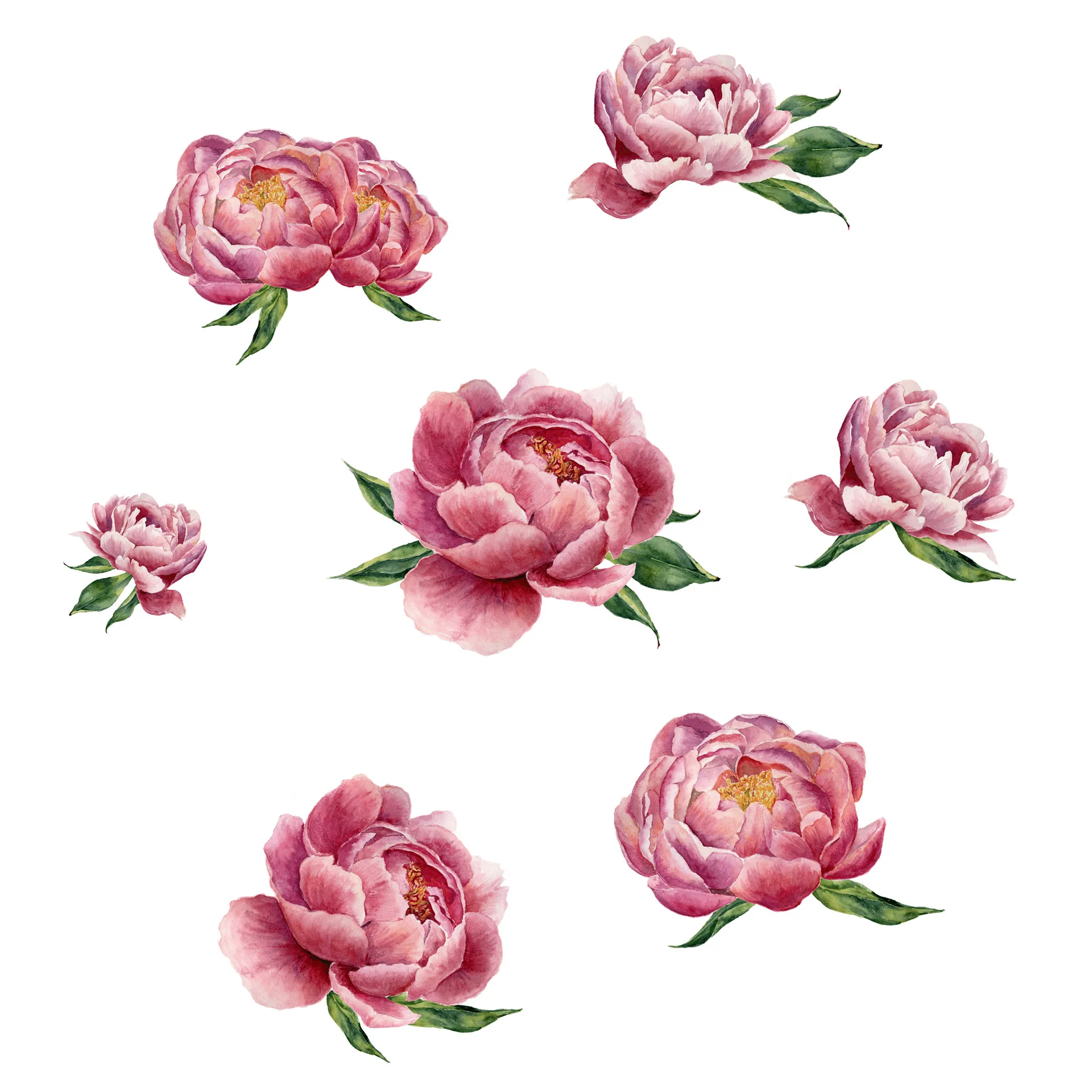 

2021 Personality Red Peony Decorative Wall Stickers TV Sofa Bedroom Wall Arrangement