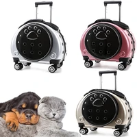 portable transparent pet trolley case cat bag outing breathable space capsule fashion backpack rolling luggage transport dog bag