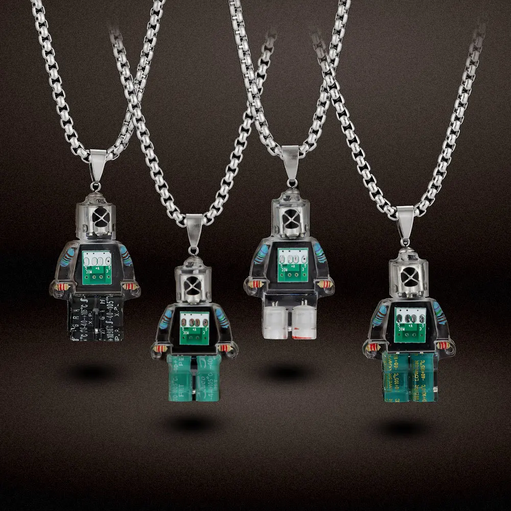 

Resin Rainbow Robot Pendant Children's Necklace Male Hip Hop Punk Female Sweater Chain Accessories