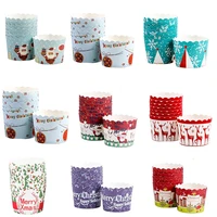 50pcs cupcake paper cups cake forms cupcake for party decoration merry christmas new year party cake decoration