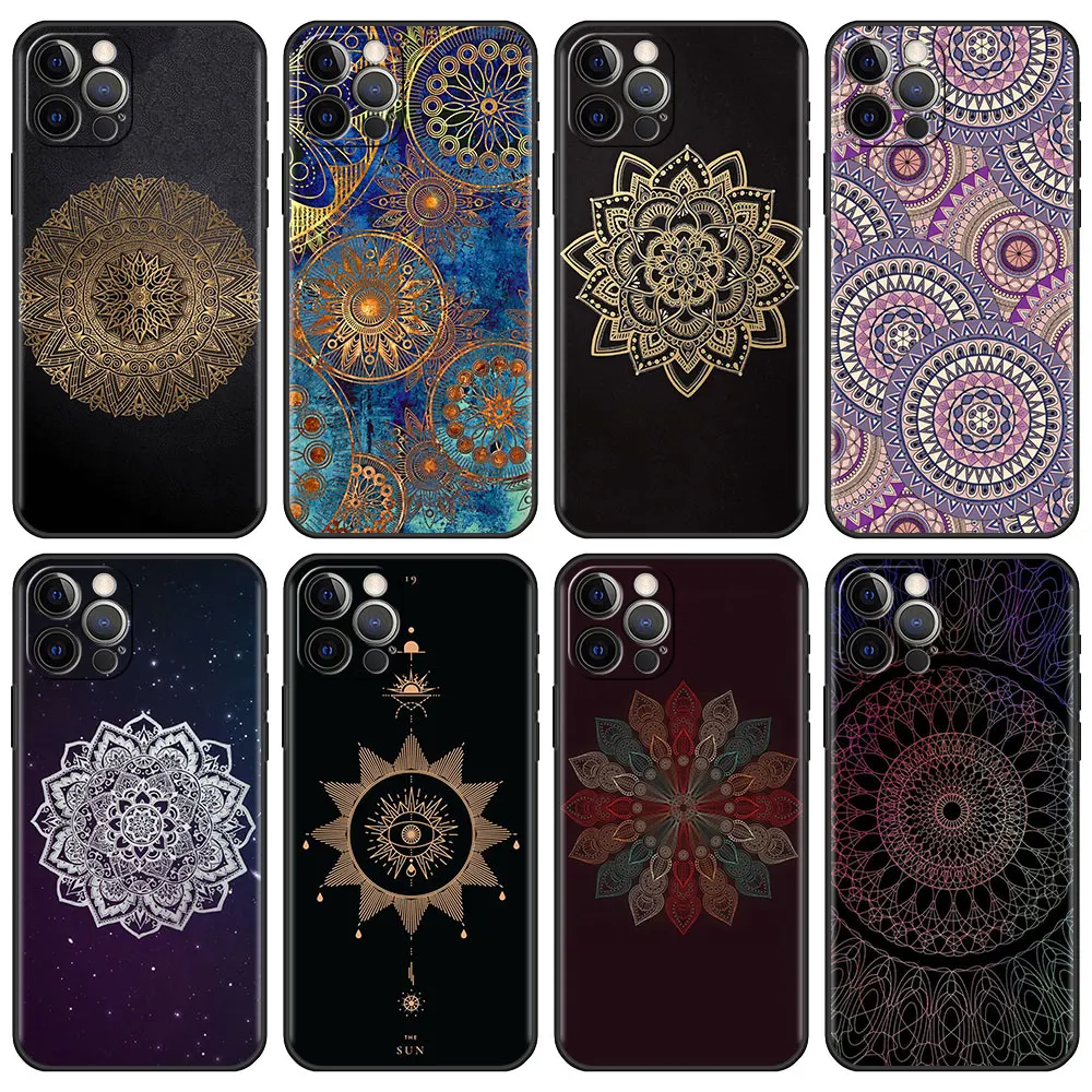

Matte Phone Case for Apple iPhone 11 7 12 13 Pro XR X XS Max 6 6S 8 Plus SE Soft Cover Shockproof Funda Mandala Flower