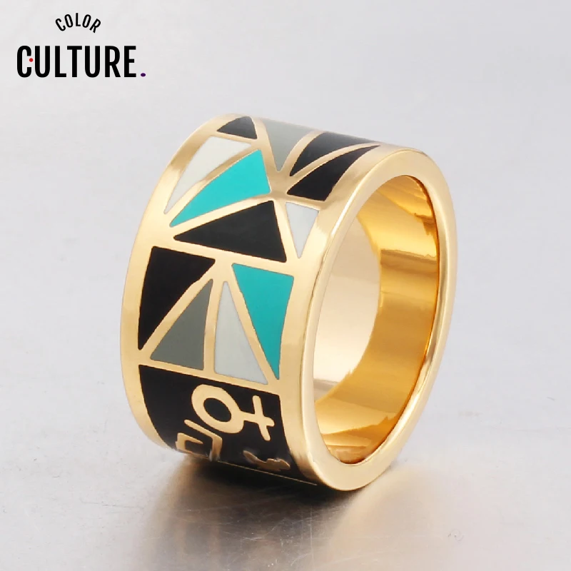 

New Brand Exclusive Beautiful Egypt Avatar Color Ring for Women Costume Gilded Metal Enamel Jewelry Creative Gift