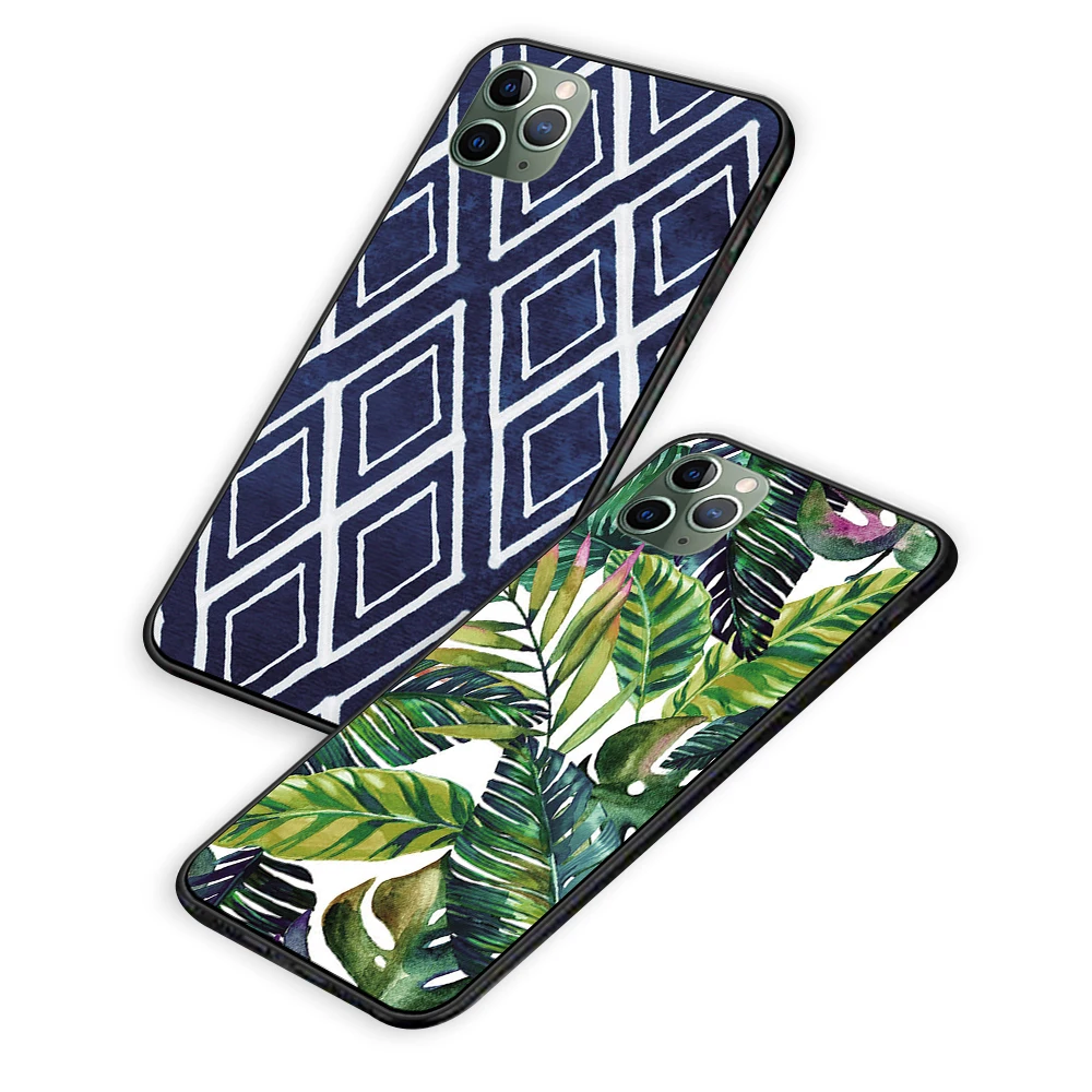AestheticTropical Moroccan Blue Pattern Black TPU Case cover For iPhone 5 5S 6 6s 7 8 Plus X XS XR 11 Pro Max | Мобильные телефоны