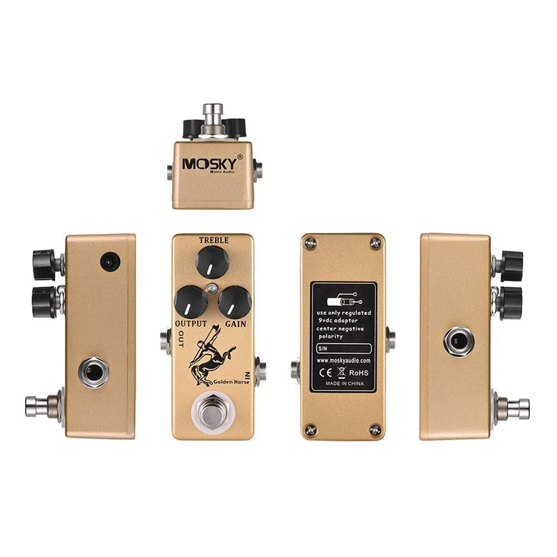 MOSKY Horse Guitar Effect Pedal Overdrive Full Metal Shell True Bypass Parts &amp Accessories Gold | Спорт и развлечения