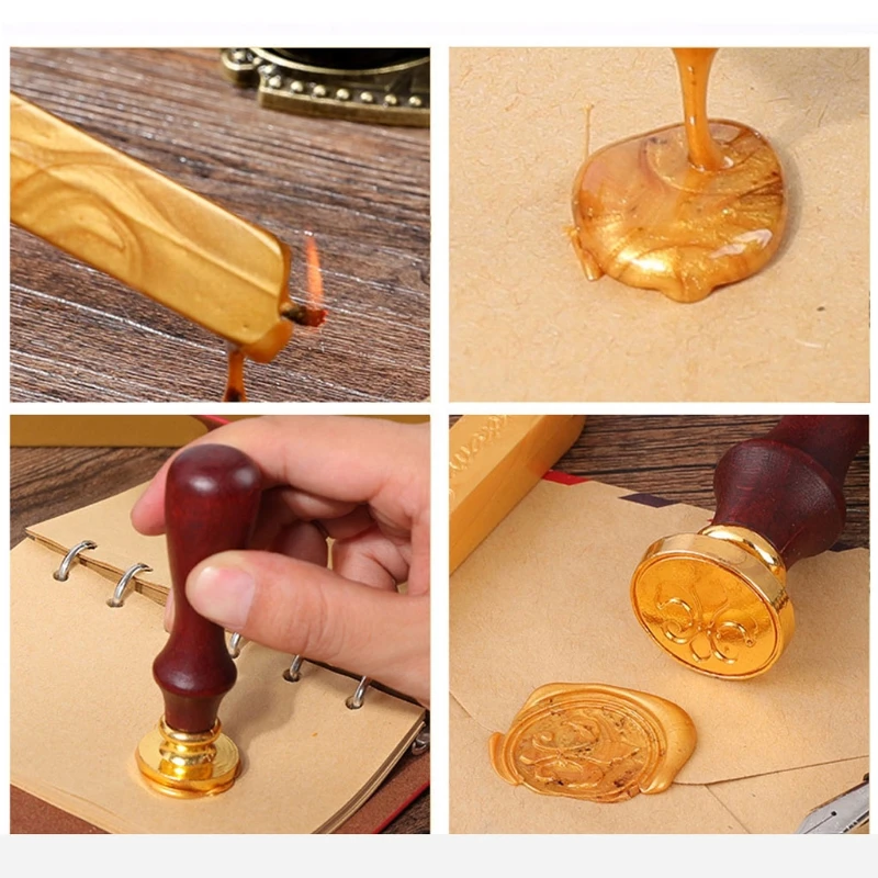 

Retro Feather Dip Pen Seal Stamp Wax Set with Ink Bag Ink Extraction Tube Pen Feather Notebook Fire Paint Seal Stationer