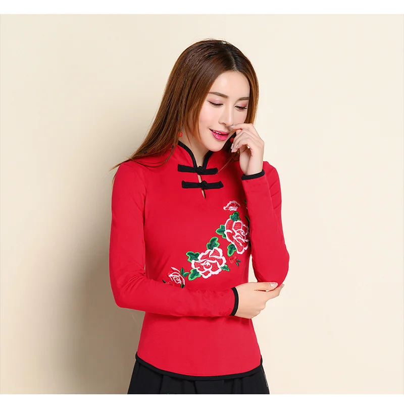 

New Exoti Vintage Ladies Tops Folk-Custom Womens Tops and Blouses Plus Size Long Sleeve Shirts Embroidery Shirts Blusa Feminina
