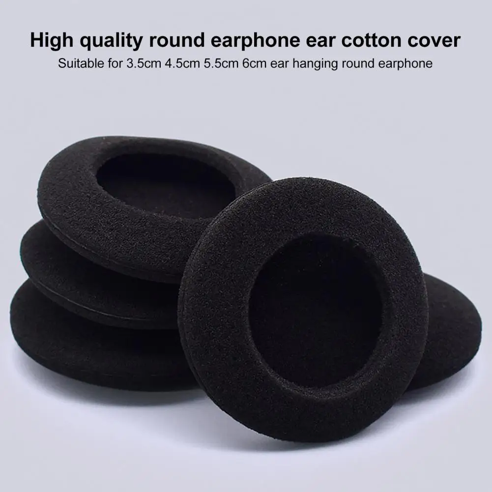 

2Pcs 3.5/4.5/5/5.5/6cm Universal Ear-Hook Round Earphones Cotton Sleeve Headphone Ear Sponge Pads Replacement Headset Accessory