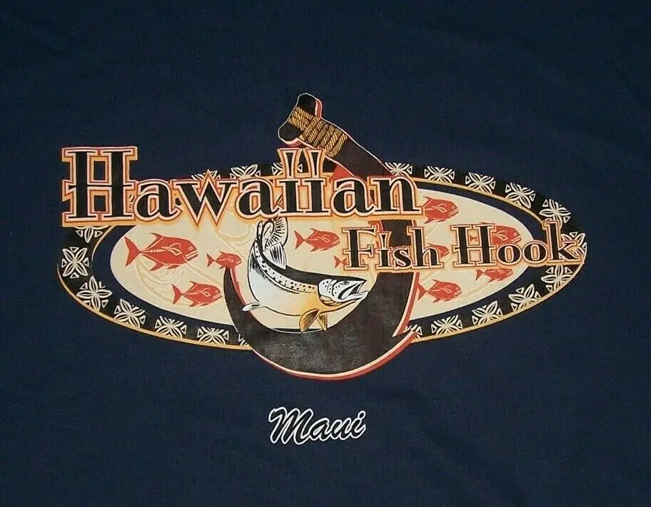 Винтажная футболка в стиле 90 х Гавайская рыба с крючком гавайская рубашка