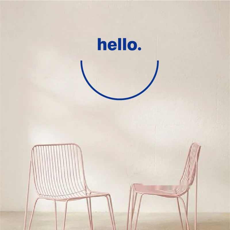 

Темно-синяя наклейка на стену GY Hello Smile Face, креативное украшение на стену в стиле Кофейни