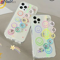 cute smile wrist bracelet clear phone case for iphone 11 12 mini pro max x xr xs max se 7 8 plus chain soft tpu shockproof cover