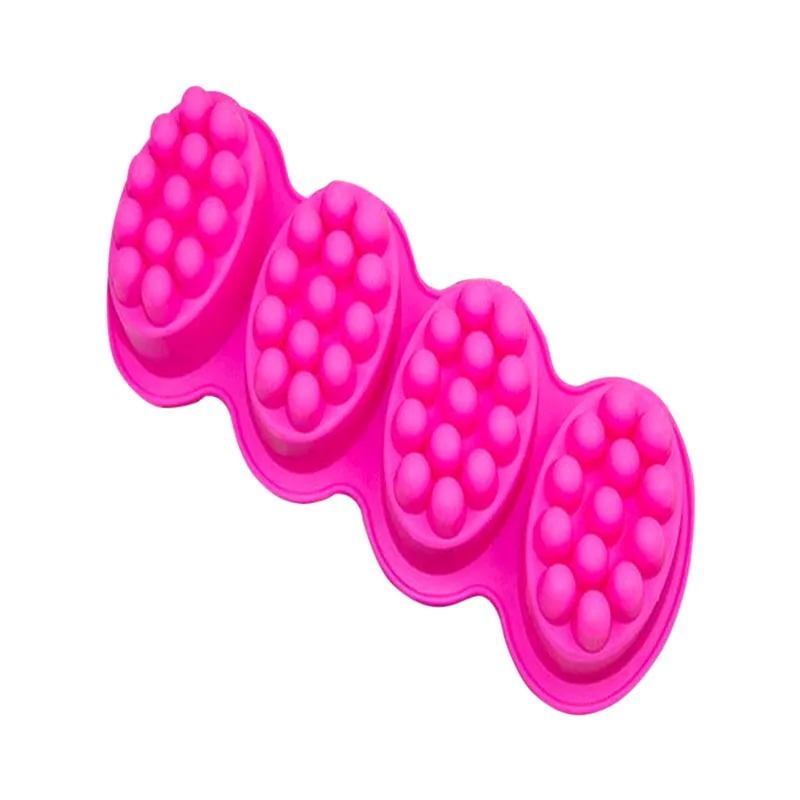 Силиконовая форма для мыла 4 полостей эллипса Массажная щетка воск ароматерапии