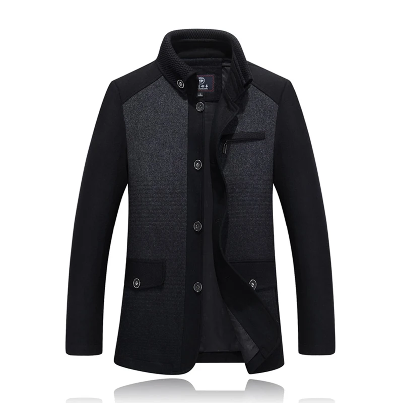 2021 Мужская шерстяная куртка Осеннее шерстяное пальто Зимняя полупальто мужское